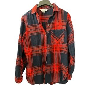 Old Navy Classic Red Plaid Flannel Shirt Grunge Cabin Core NWT Size M